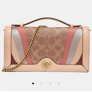 Coach Riley Chain Leather Clutch w/ Wave P…